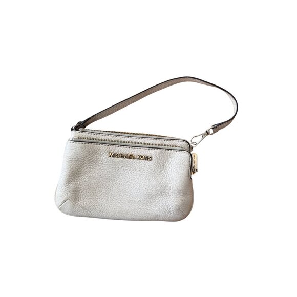 MICHAEL KORS Cream Pebble Leather Wristlet Clutch - Picture 7 of 9